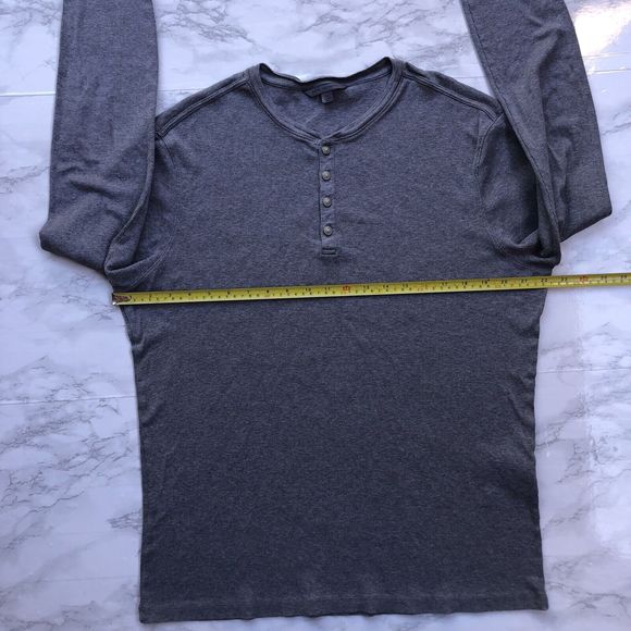 John Varvatos Men’s Size XL Gray Henley Ribbed Pullover Button Front Pima Cotton - Picture 9 of 13